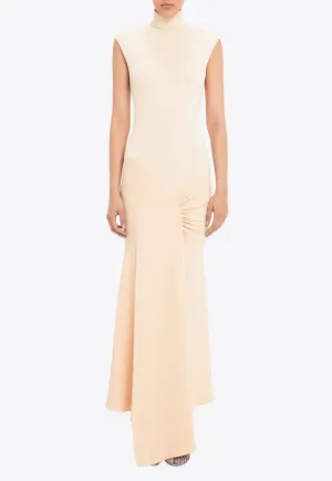 High-Neck Viscose Midi Dress