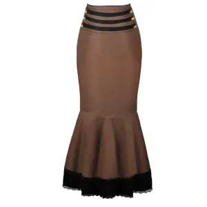 High Waist Bodycon Long Skirts Long Mermaid Skirt Stylish Steampunk Fishtail Zip Up Slim Vintage trumpet Skirts