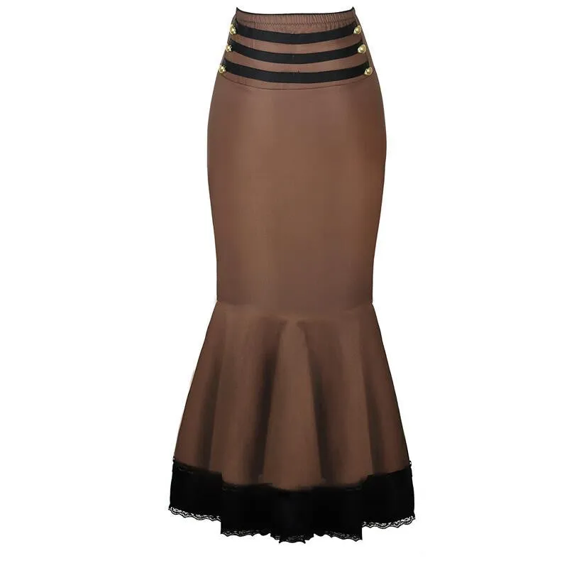 High Waist Bodycon Long Skirts Long Mermaid Skirt Stylish Steampunk Fishtail Zip Up Slim Vintage trumpet Skirts