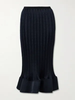 Hollis shirred satin midi skirt