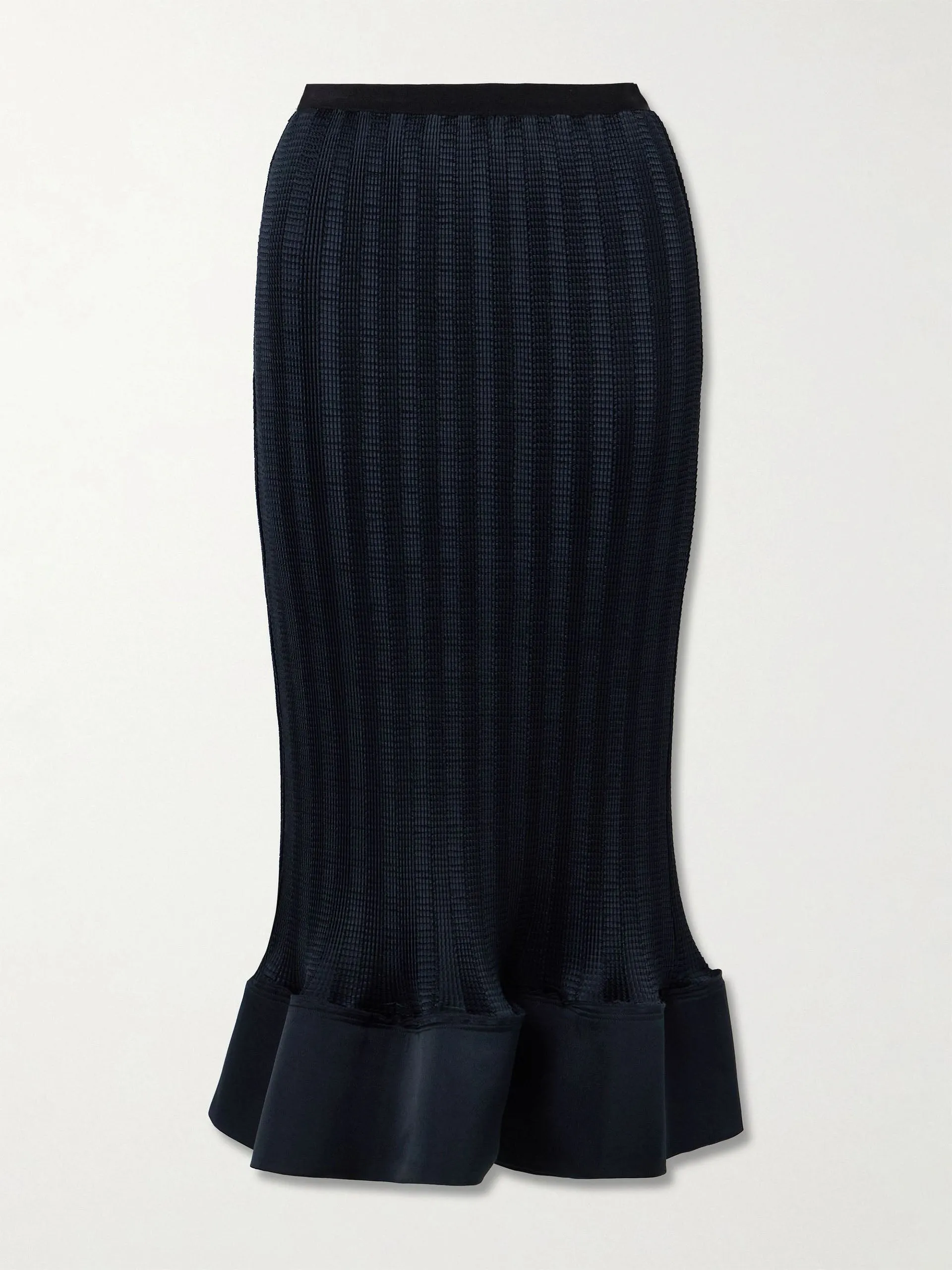 Hollis shirred satin midi skirt