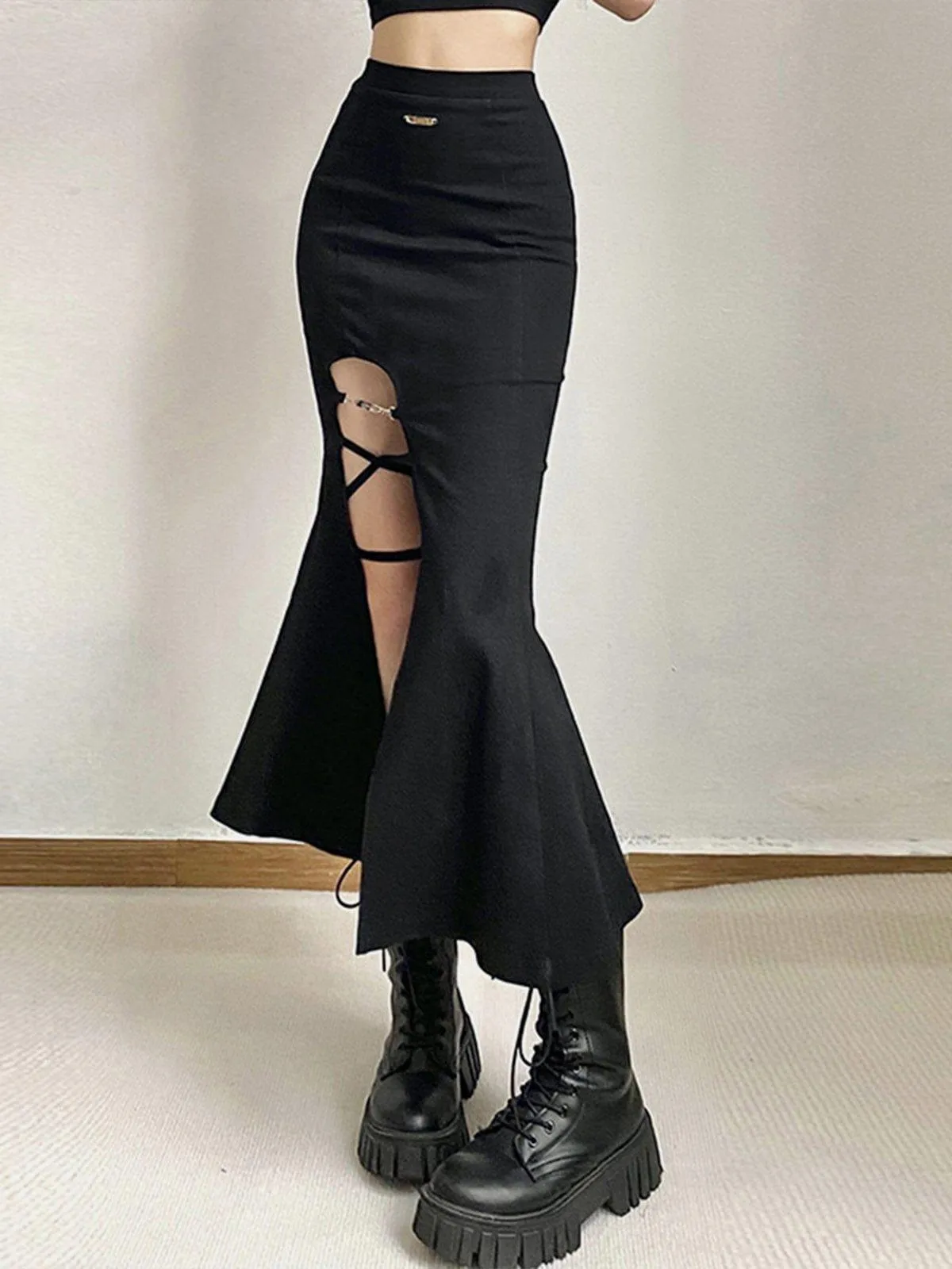 Hollow Split Fishtail Skirt