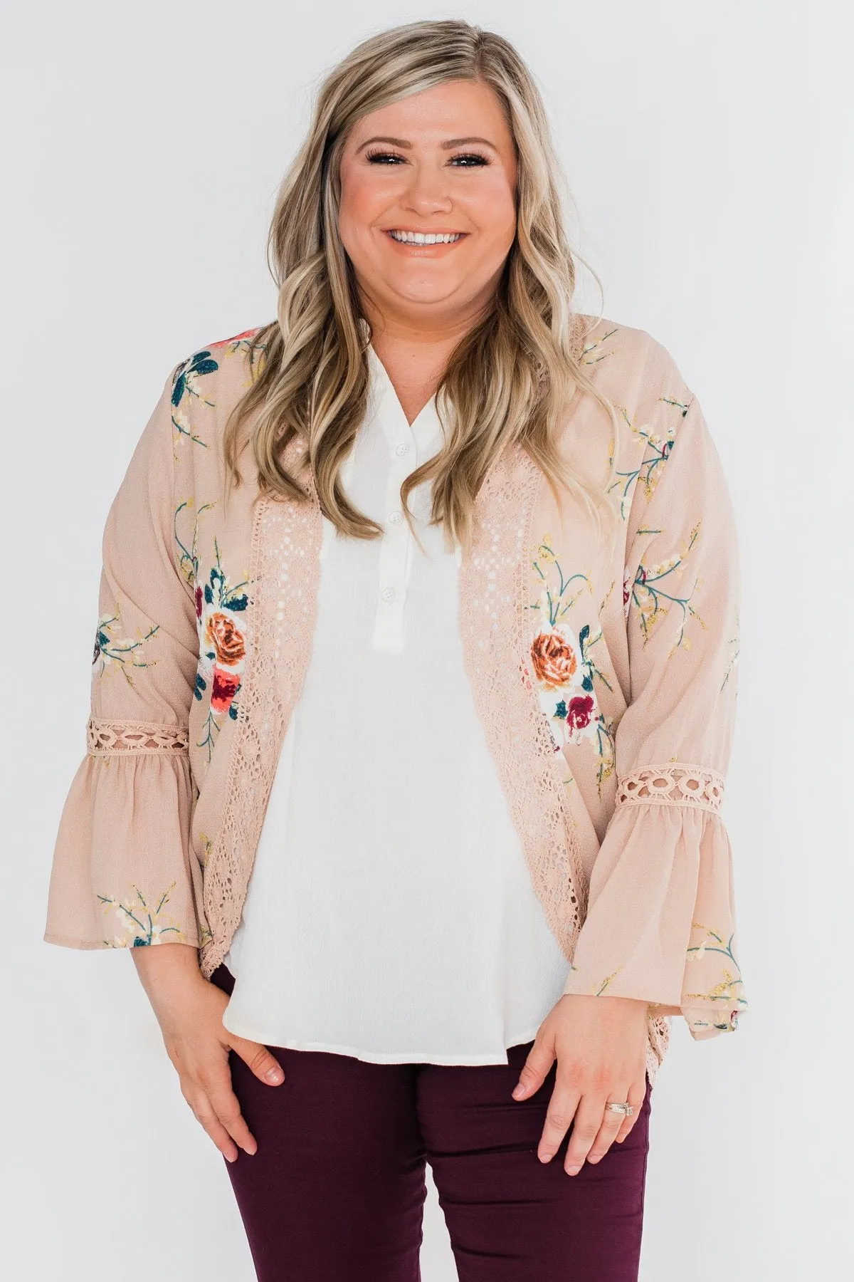 I Found Forever Floral Kimono- Nude