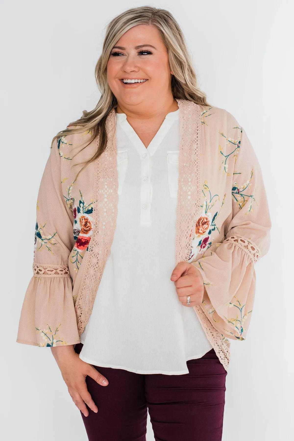 I Found Forever Floral Kimono- Nude