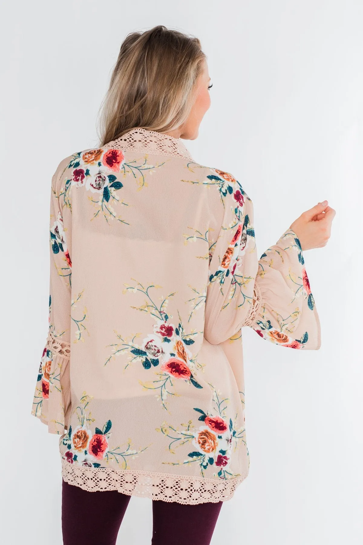 I Found Forever Floral Kimono- Nude