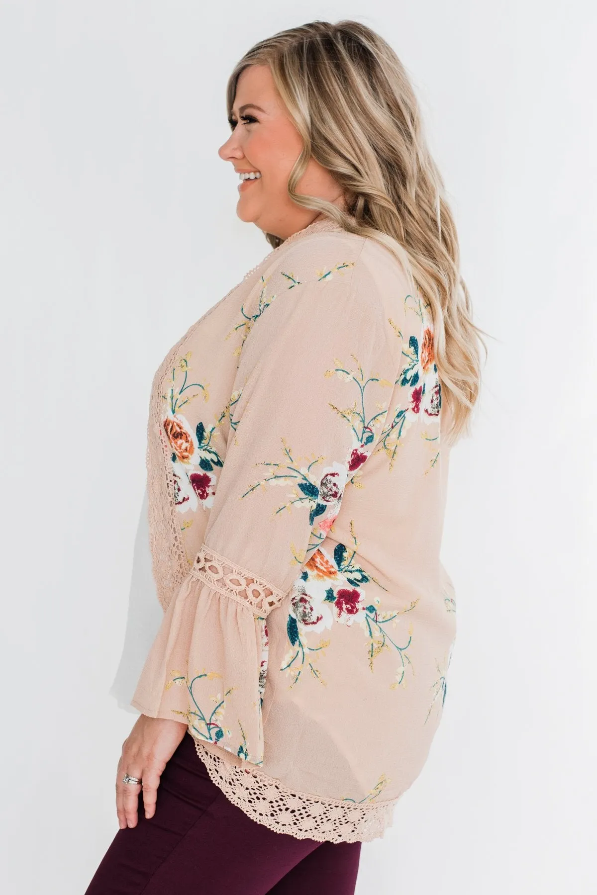 I Found Forever Floral Kimono- Nude