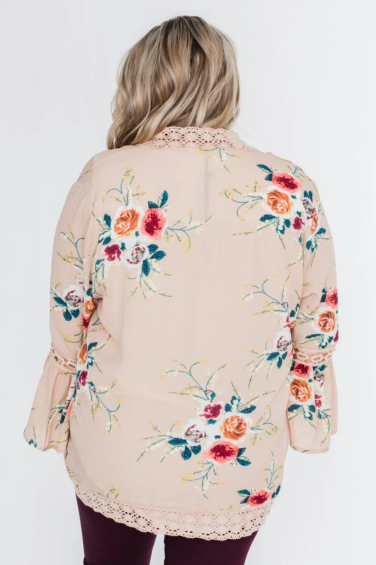I Found Forever Floral Kimono- Nude