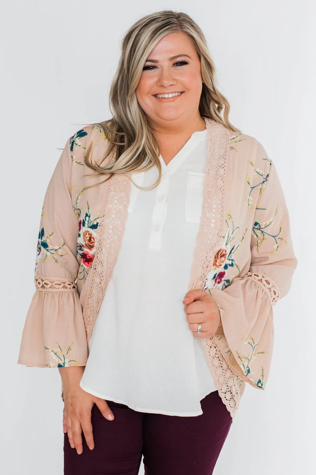 I Found Forever Floral Kimono- Nude