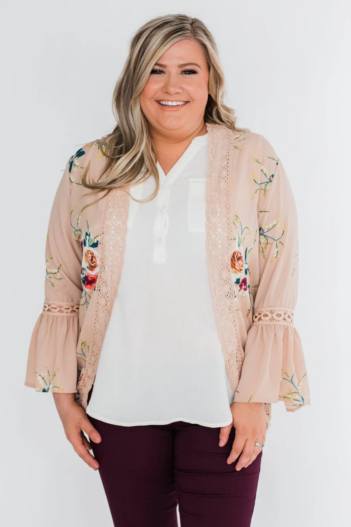 I Found Forever Floral Kimono- Nude