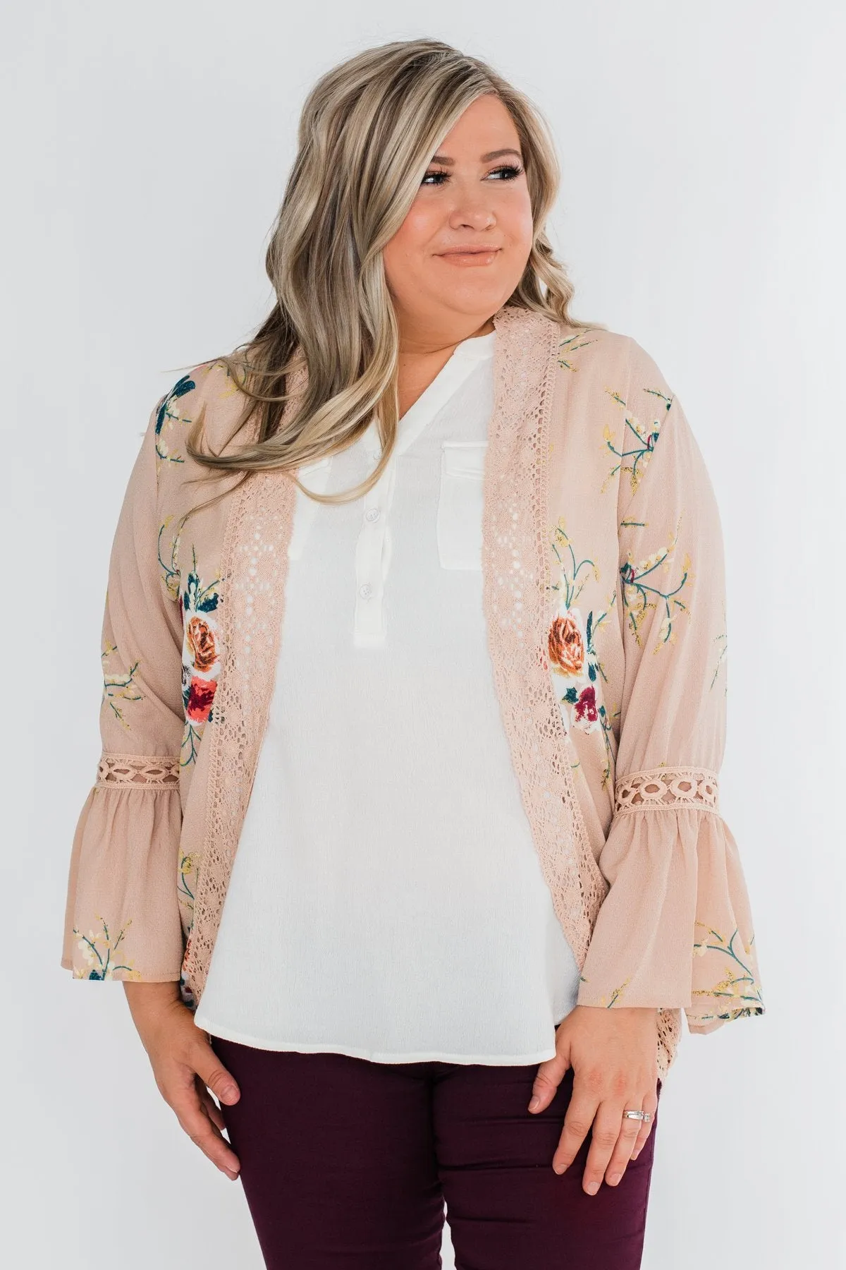 I Found Forever Floral Kimono- Nude