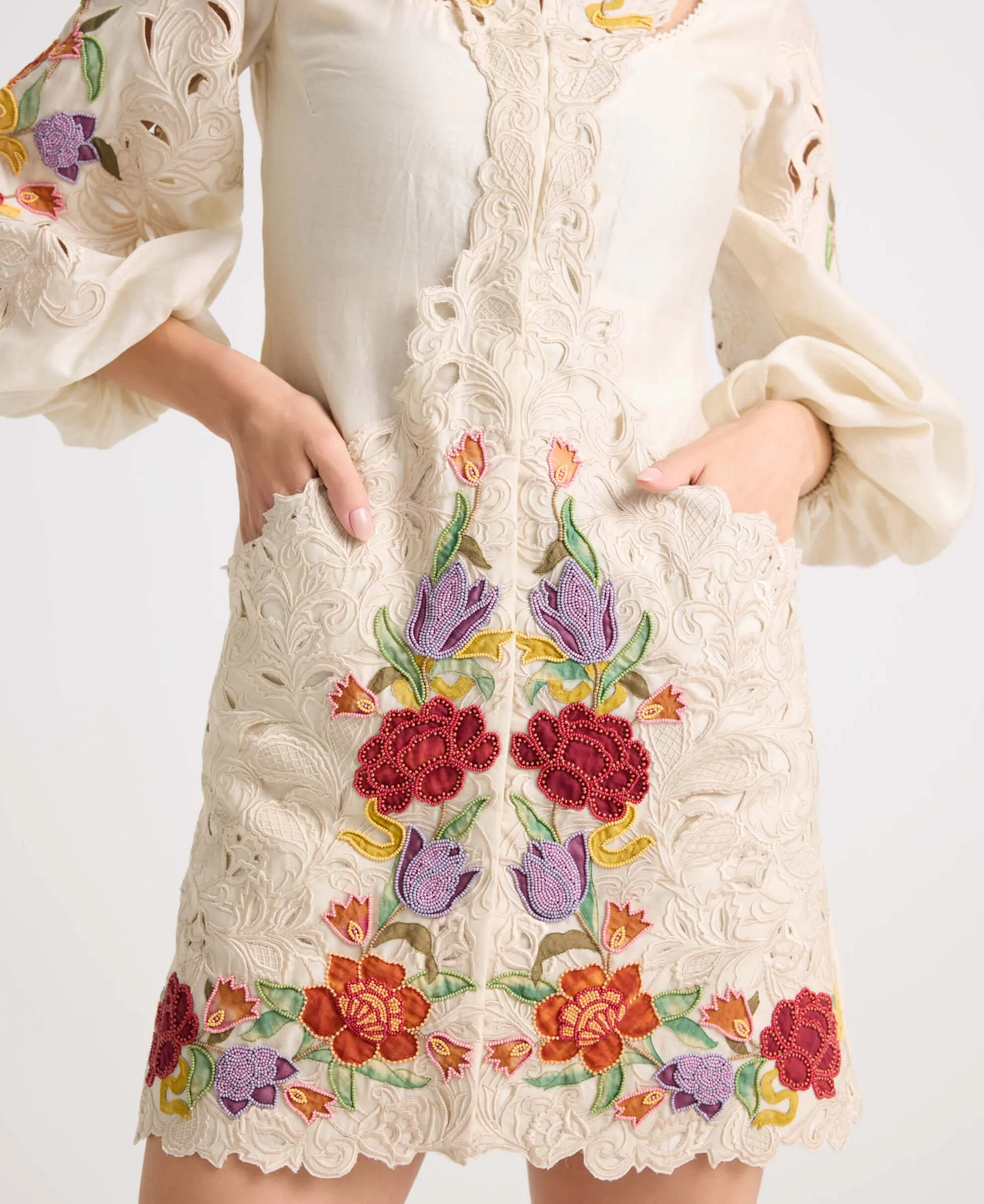 Ivory cutout detail dress