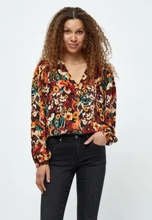 Jaclyn V-neck Blouse - Redwood Print