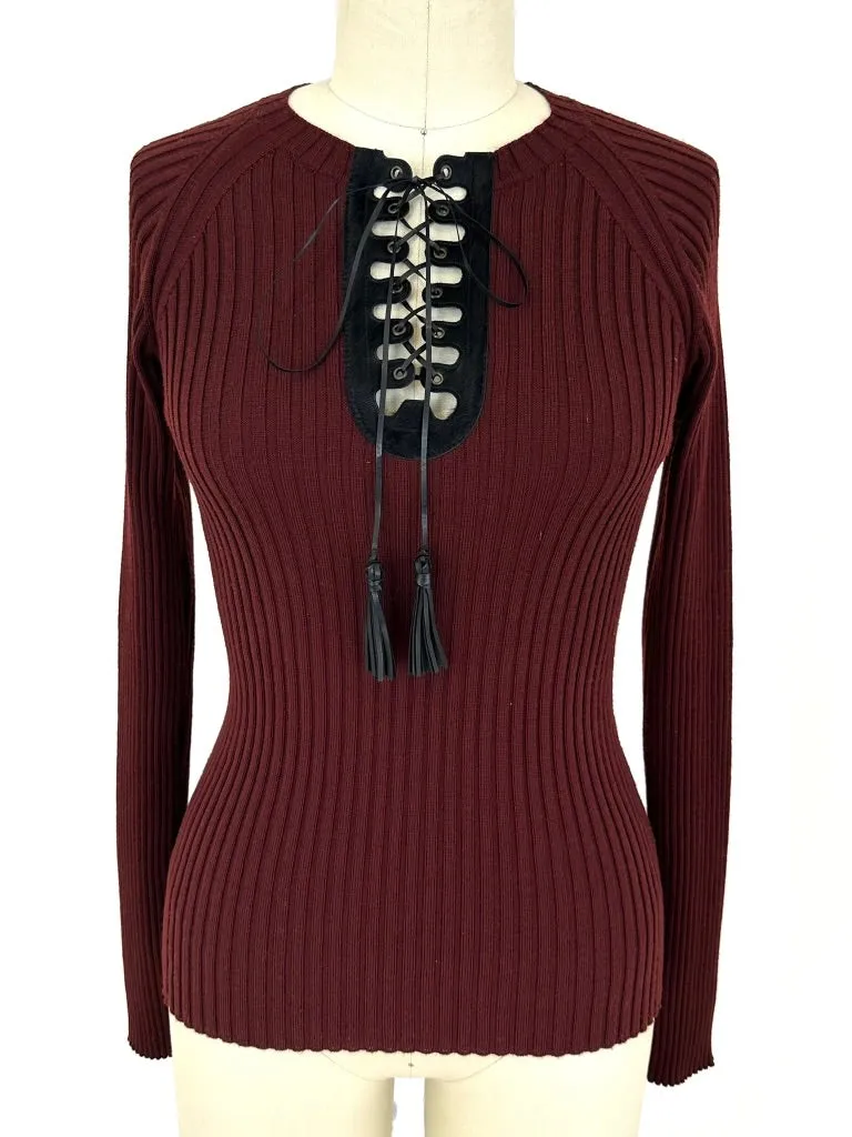 Jean Paul Gaultier Virgin Wool Lace-Up Top