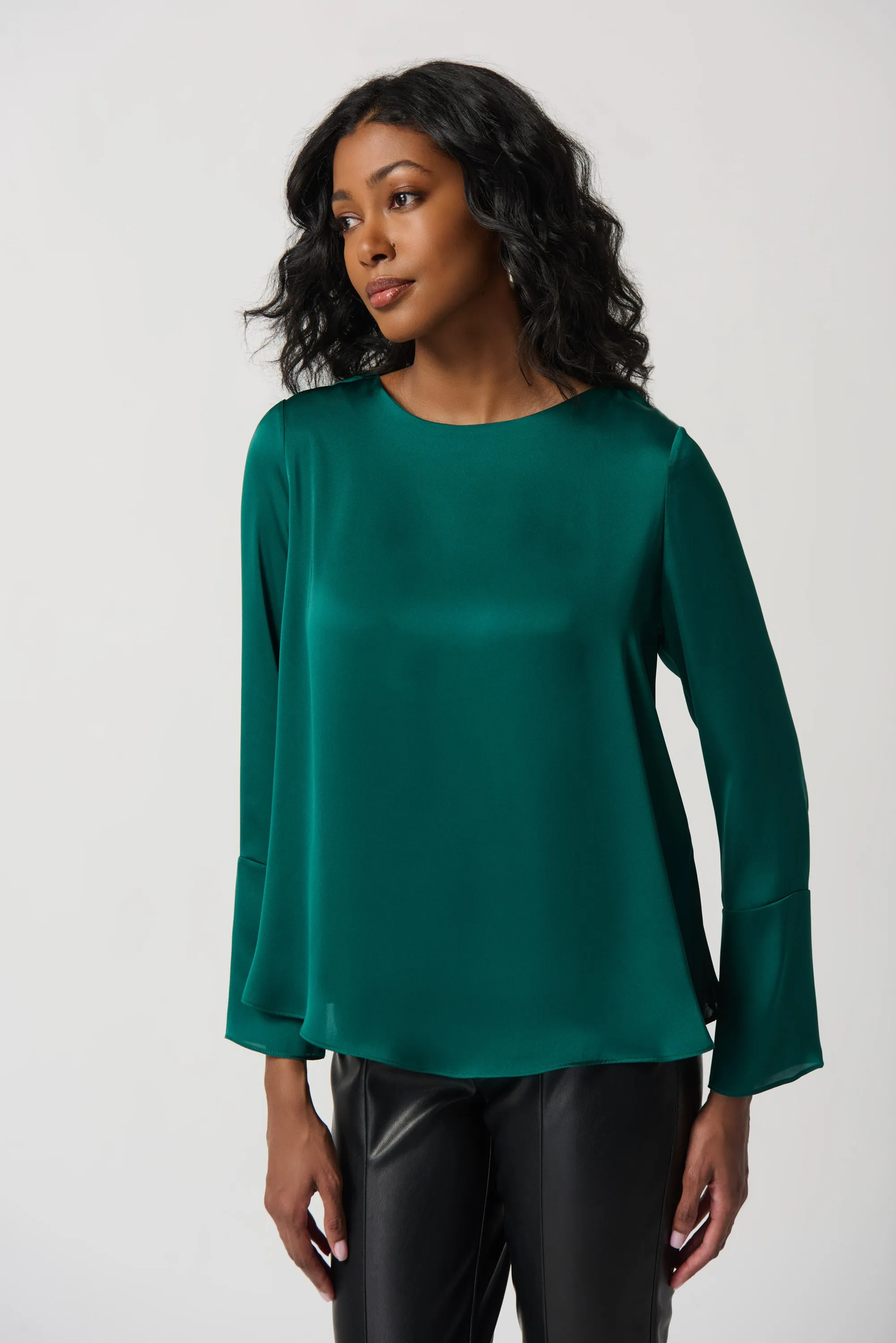Joseph Ribkoff Necklace Chain Satin Flared Top Jr234045
