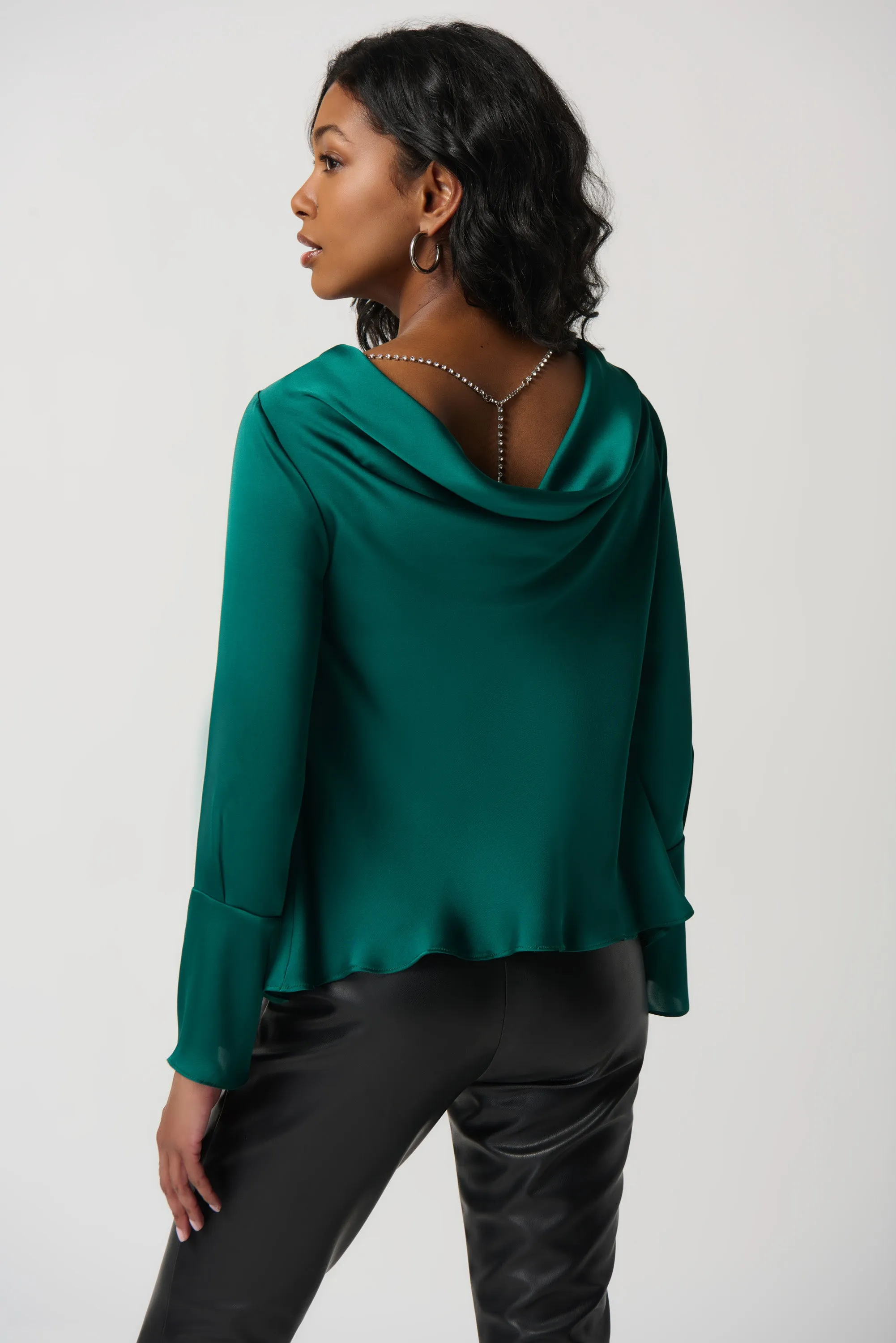 Joseph Ribkoff Necklace Chain Satin Flared Top Jr234045