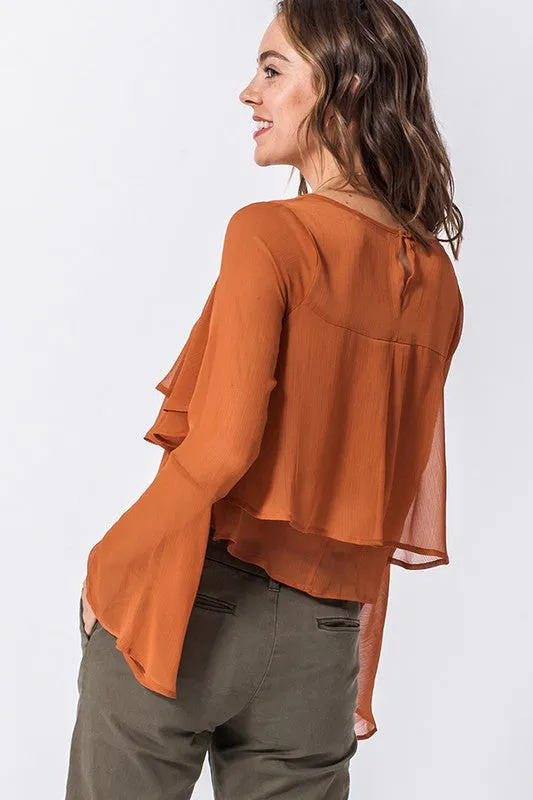 JOSEPHINE BROWN BELL SLEEVE TOP