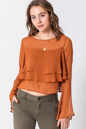 JOSEPHINE BROWN BELL SLEEVE TOP