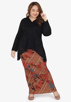 Kalsoom Fishtail Lace Kebaya Top - Black
