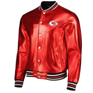 Kansas City Chiefs The Wild Collective Red Metallic Leather Jacket