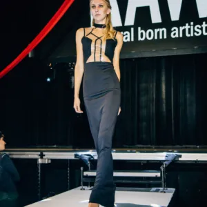Kellie Black Glossy Long Cutout Dress