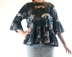 Keshet unique print oversize shirt size SM, best fits AU12