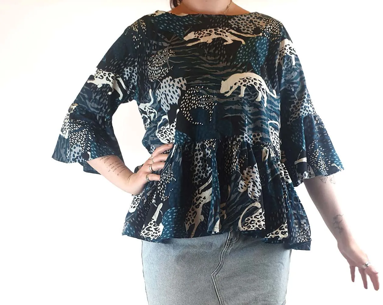 Keshet unique print oversize shirt size SM, best fits AU12