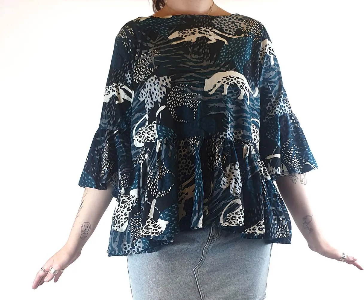 Keshet unique print oversize shirt size SM, best fits AU12