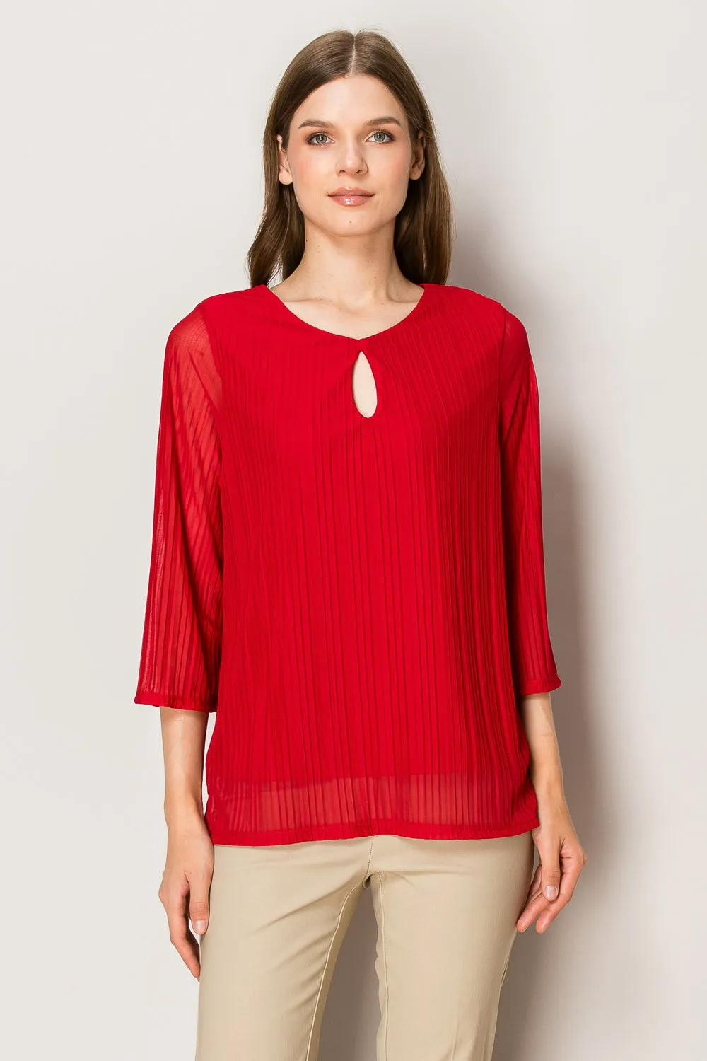 KEYHOLE FRONT BELL SLEEVE BLOUSE