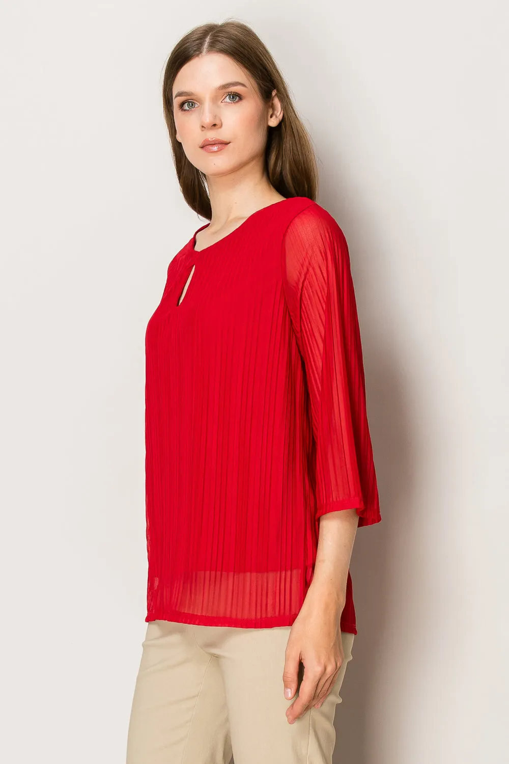 KEYHOLE FRONT BELL SLEEVE BLOUSE