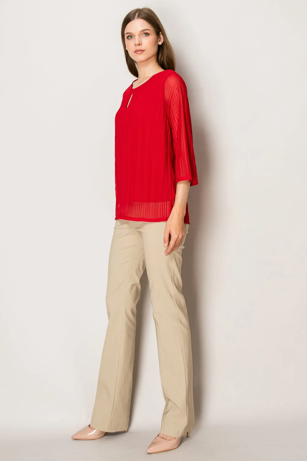KEYHOLE FRONT BELL SLEEVE BLOUSE
