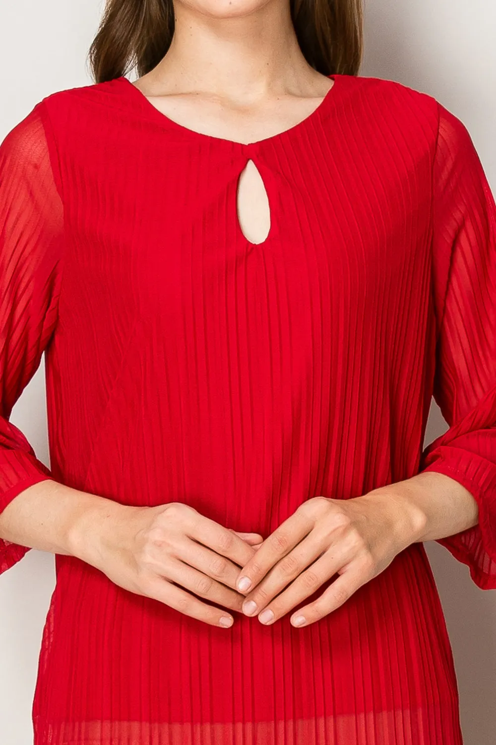 KEYHOLE FRONT BELL SLEEVE BLOUSE