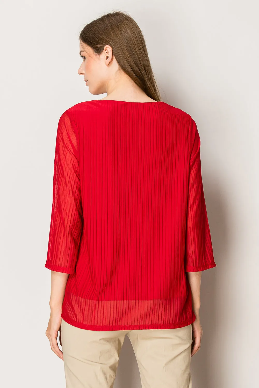 KEYHOLE FRONT BELL SLEEVE BLOUSE