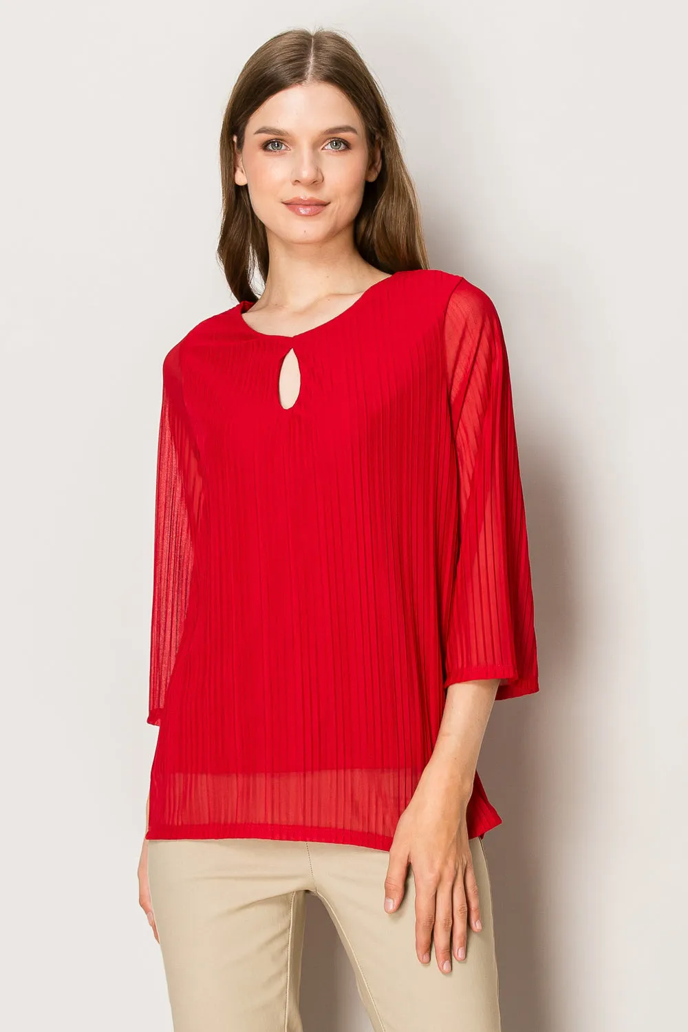 KEYHOLE FRONT BELL SLEEVE BLOUSE
