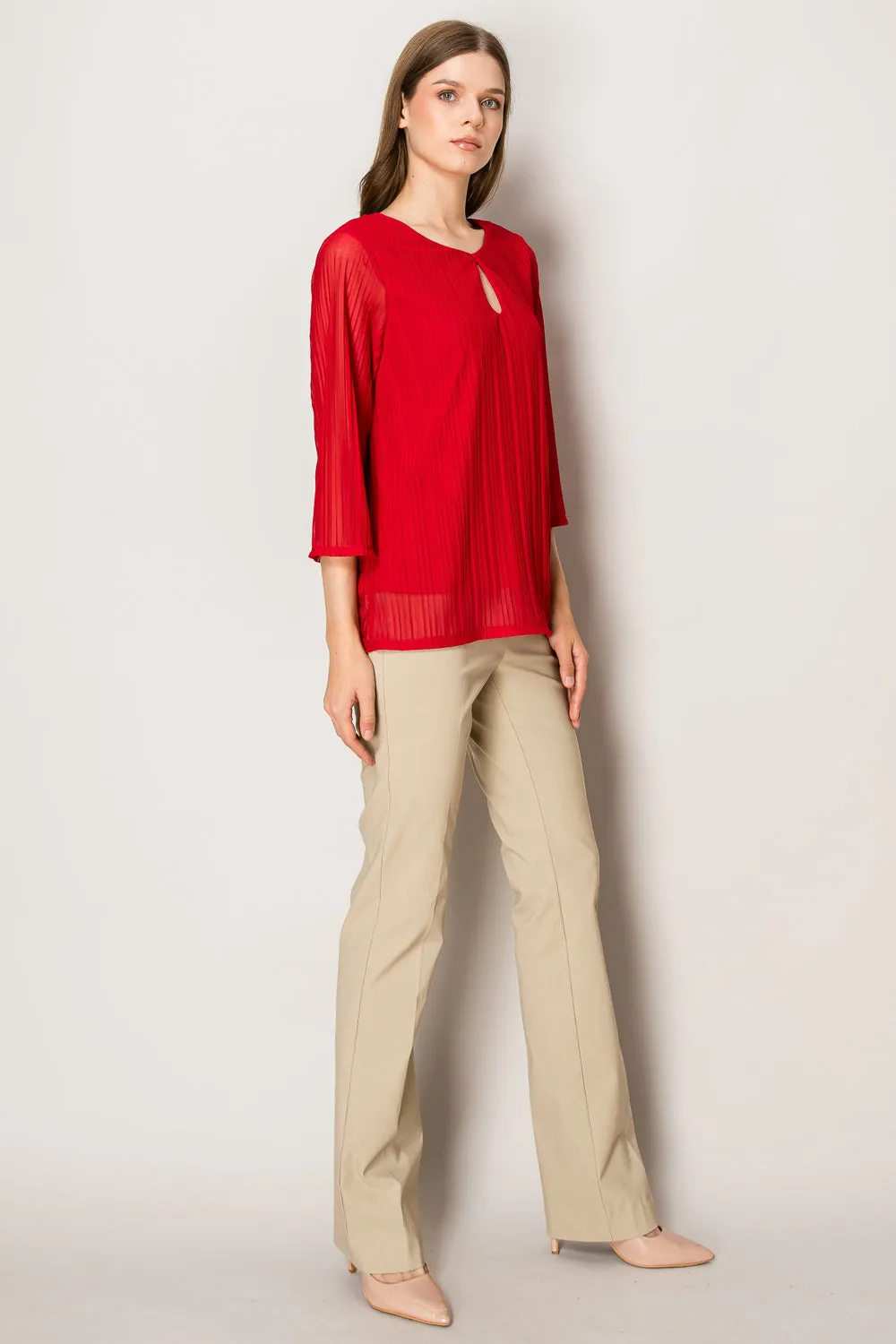 KEYHOLE FRONT BELL SLEEVE BLOUSE
