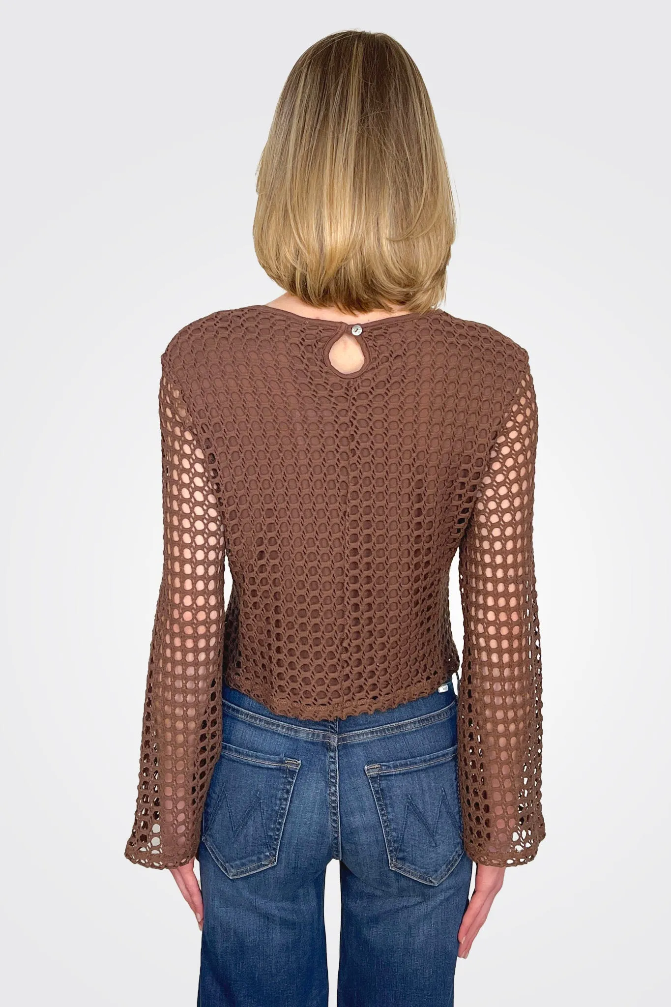 Knit Bell Sleeve Top - Brown Chocolate