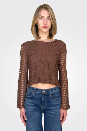 Knit Bell Sleeve Top - Brown Chocolate