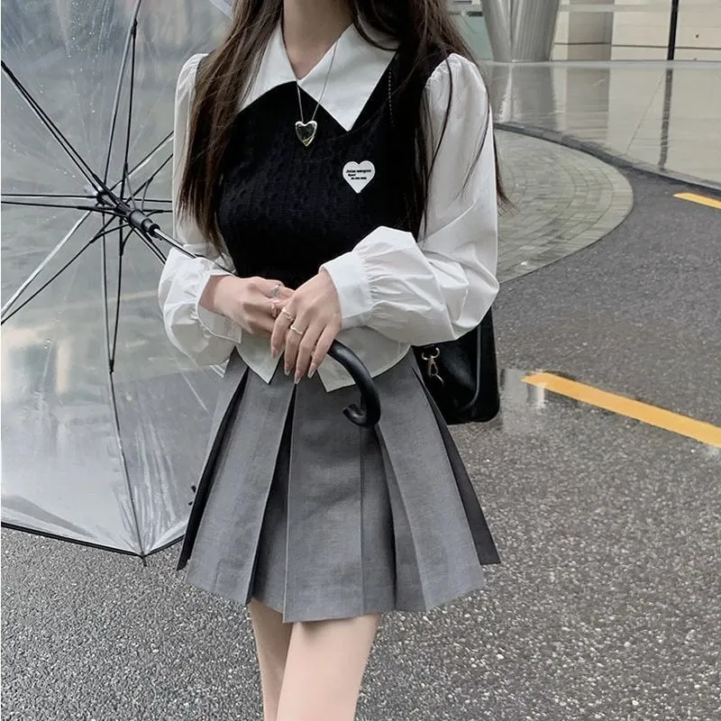Korean Fashion Preppy Style Knitted Blouses