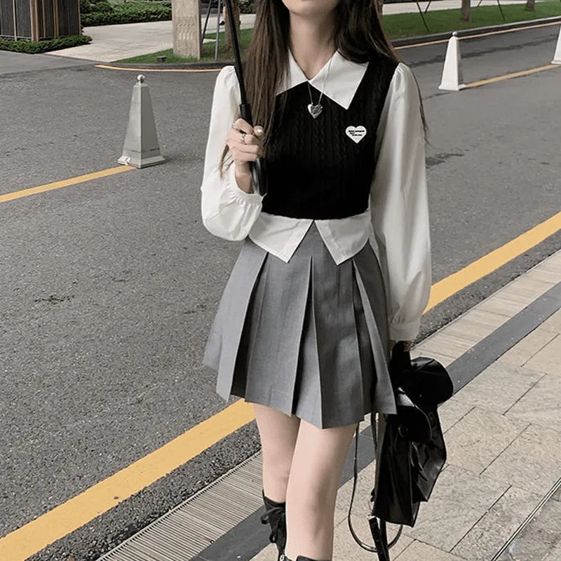 Korean Fashion Preppy Style Knitted Blouses