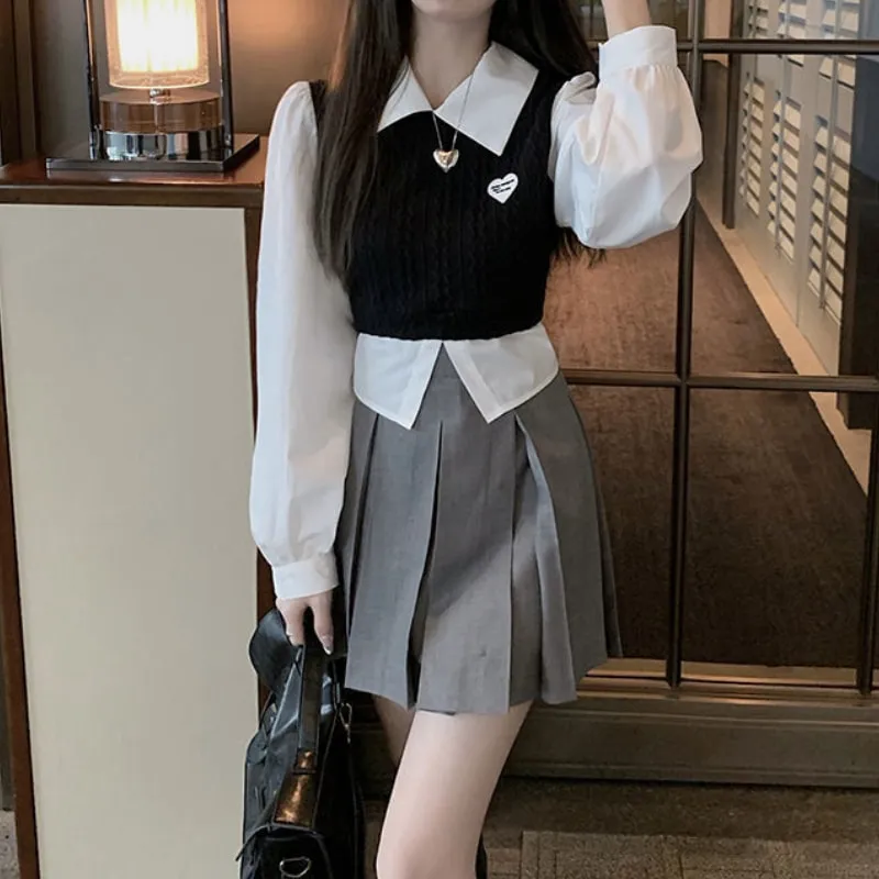 Korean Fashion Preppy Style Knitted Blouses