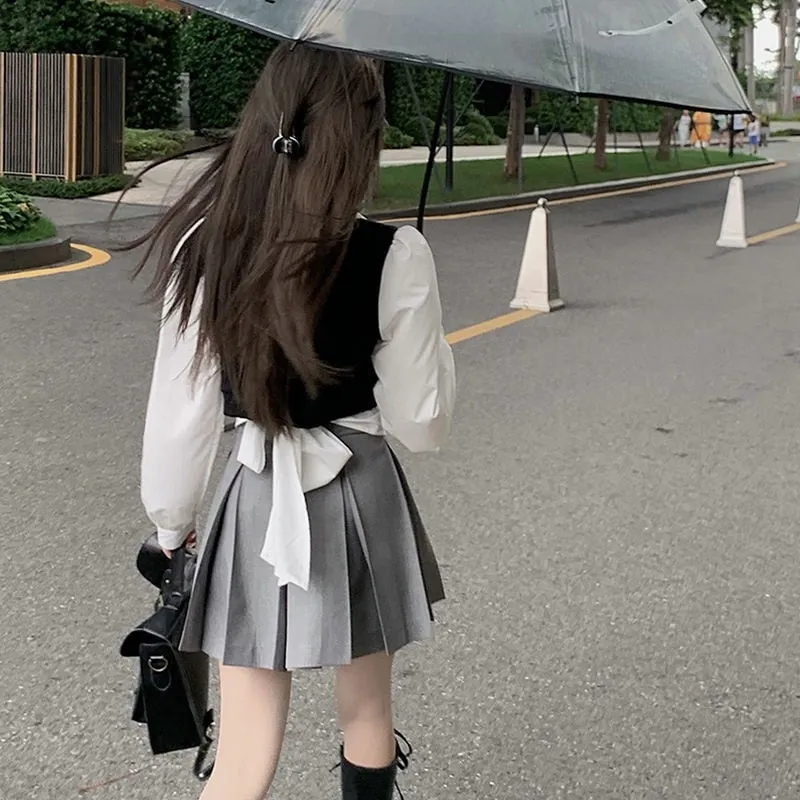 Korean Fashion Preppy Style Knitted Blouses