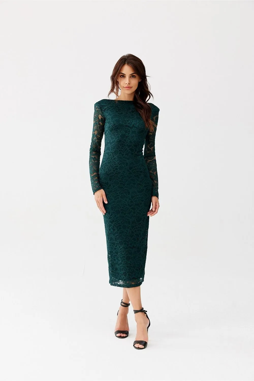 Lace Cutout Back Evening Dress