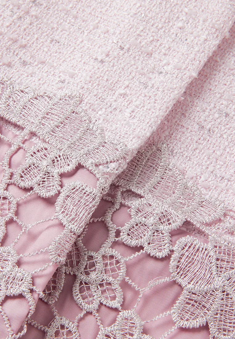 Lace-patchwork Tweed Shirt