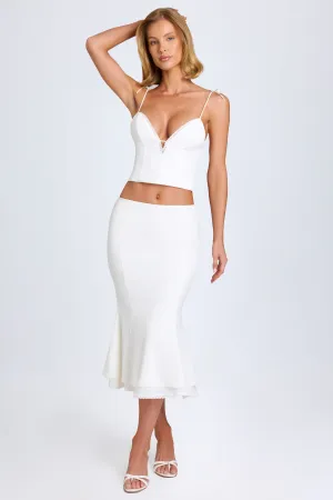 Lace-Trim Mid-Rise Midaxi Skirt in White
