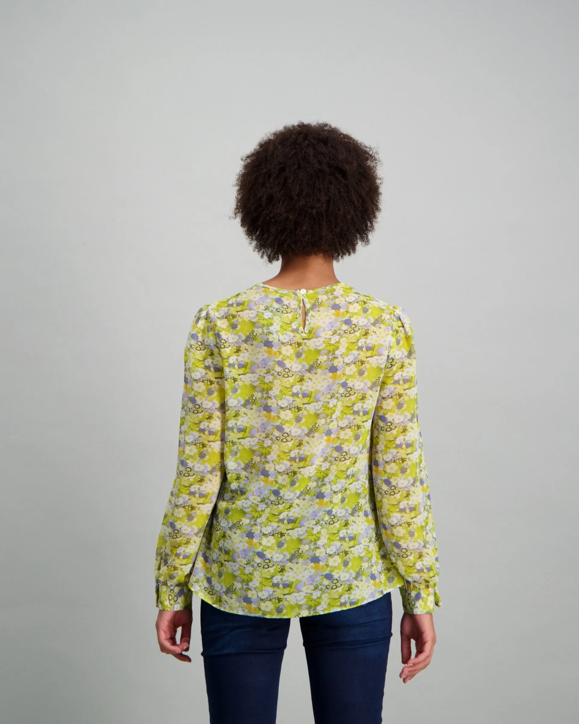 Ladies Pearl Button Floral Printed Blouse - Multi