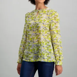 Ladies Pearl Button Floral Printed Blouse - Multi