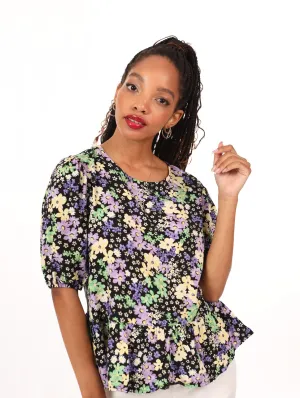 Ladies Puff Sleeve Daisy Blouse
