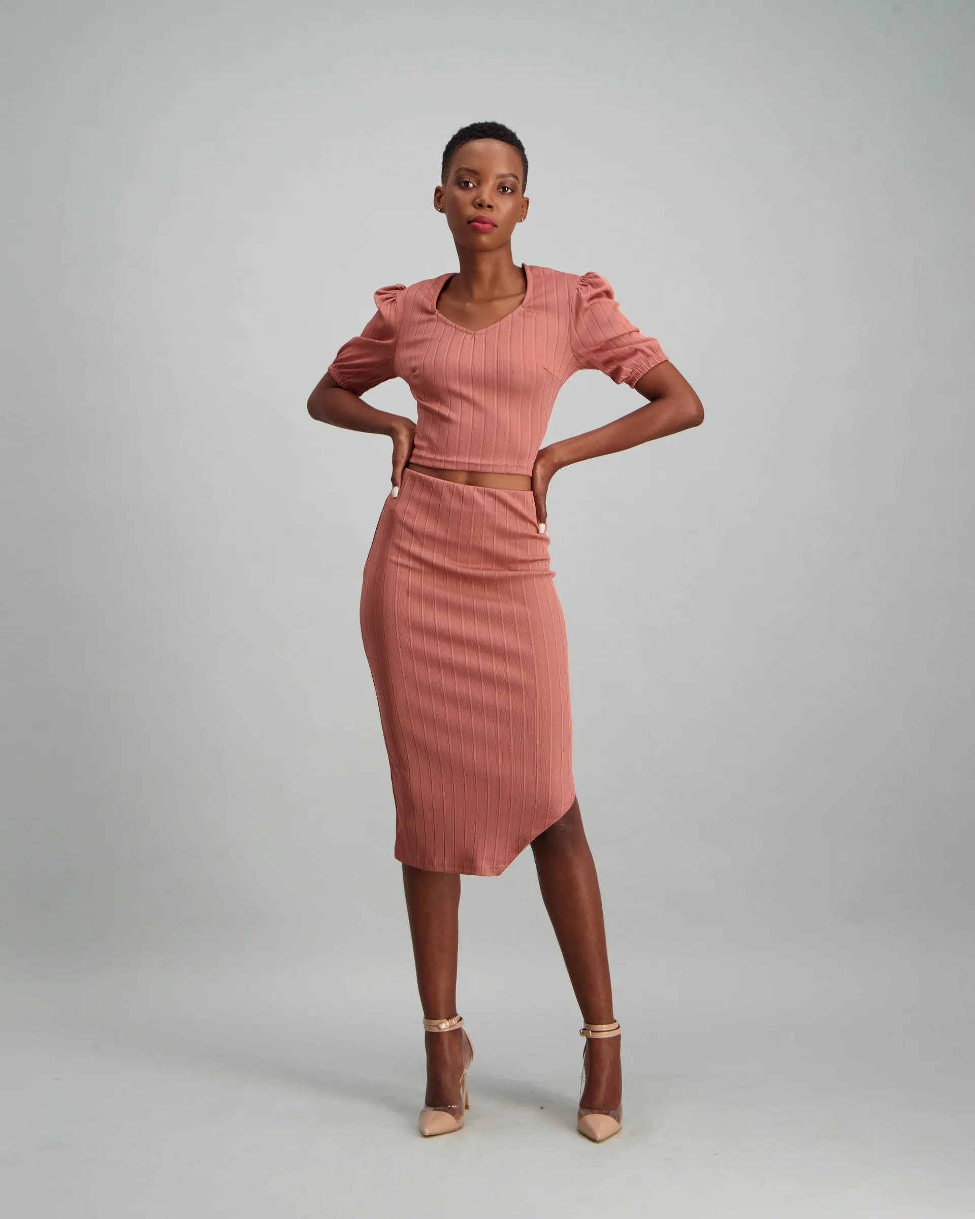 Ladies Puff Sleeve Top - Blush