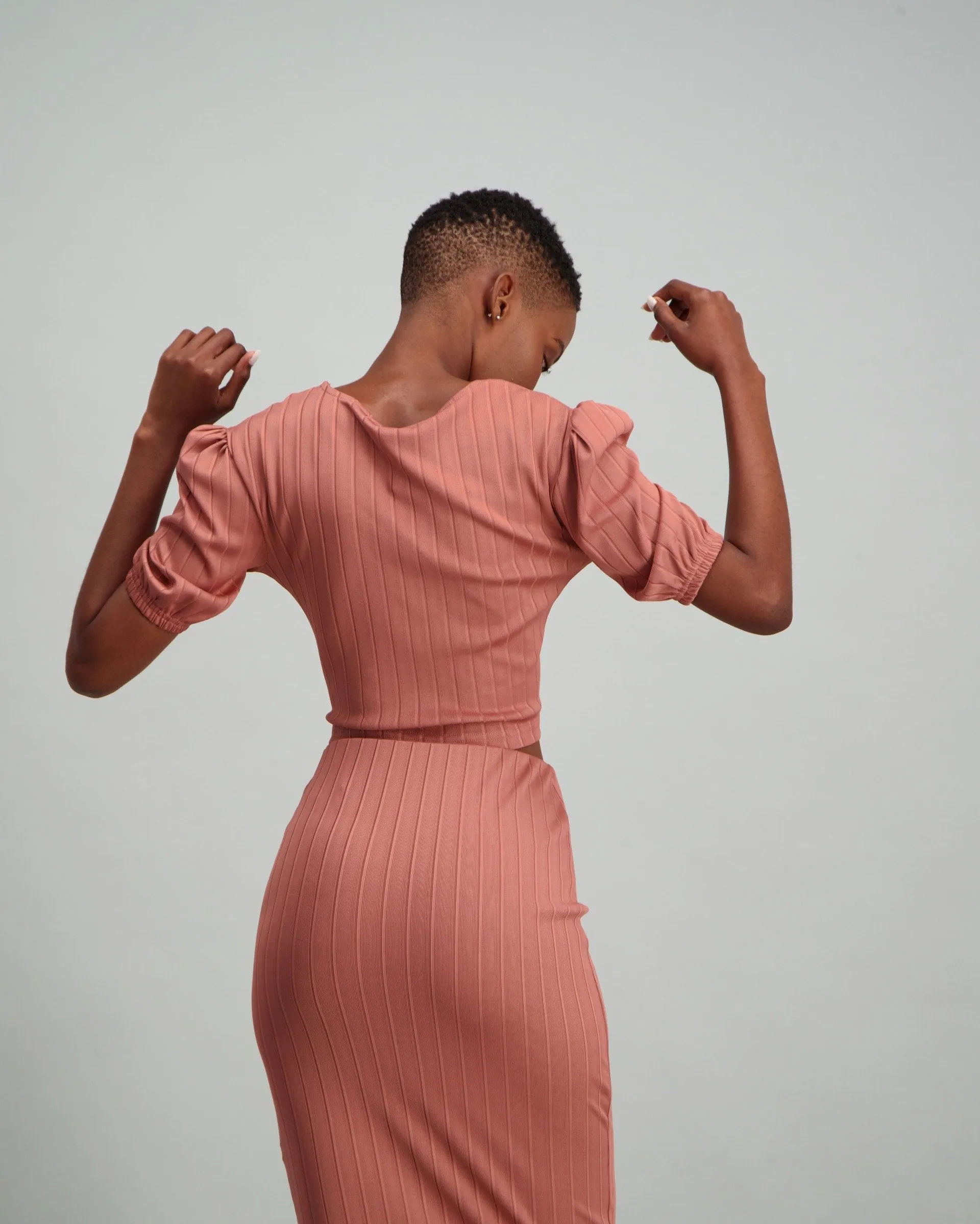 Ladies Puff Sleeve Top - Blush