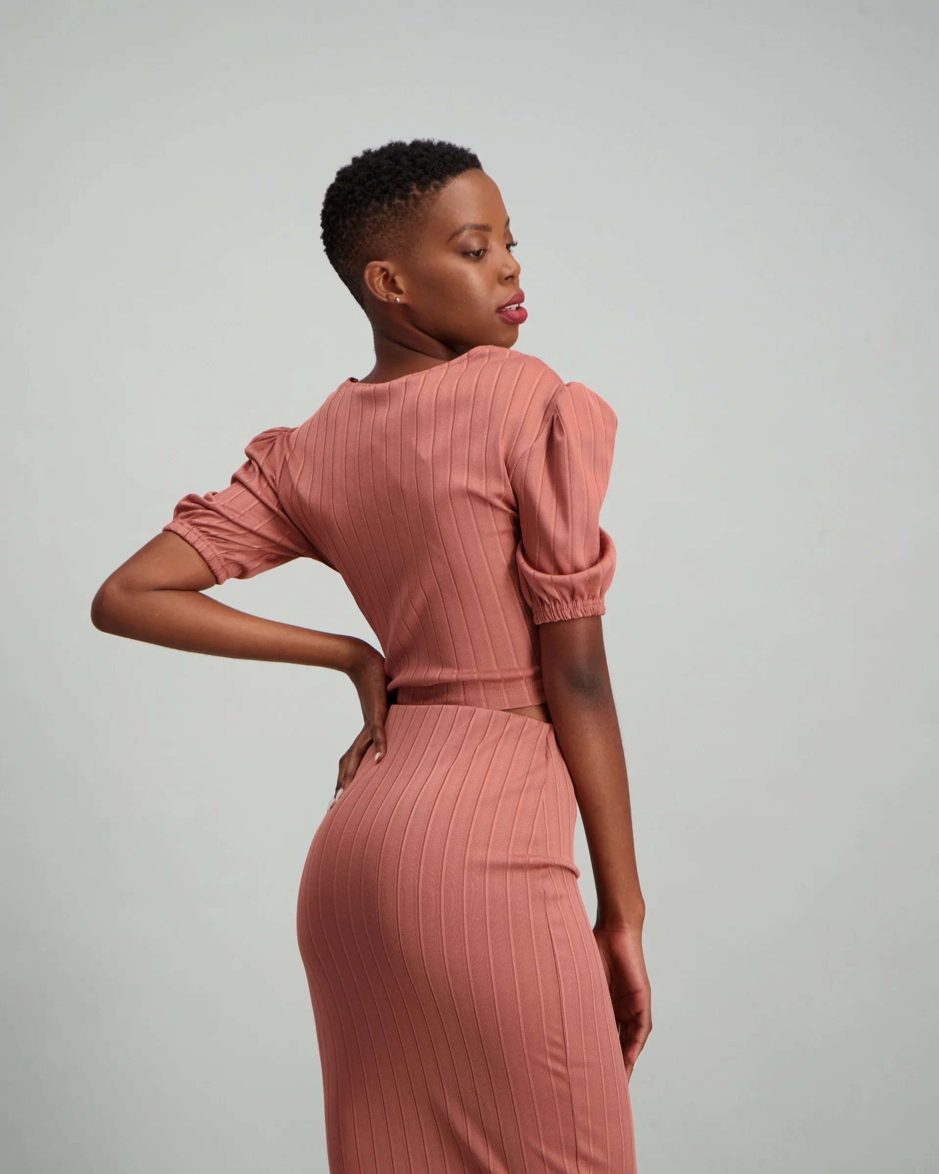 Ladies Puff Sleeve Top - Blush
