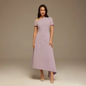 Lilac one-shoulder asymmetric Midi Dress